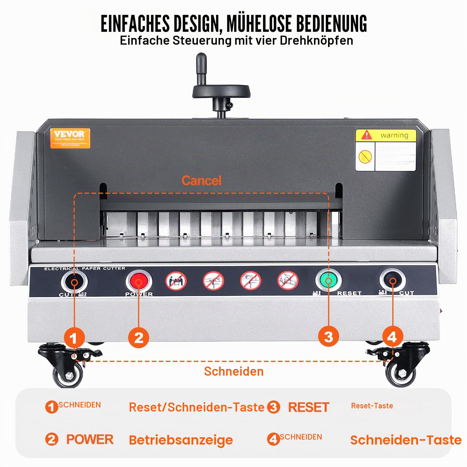 VEVOR Papierschneidemaschine, Schnittbreite von 0 – 330, elektrischer Papierschneider, Lenkrad und Stahlklinge, Papierschneider, 360°-Rollen