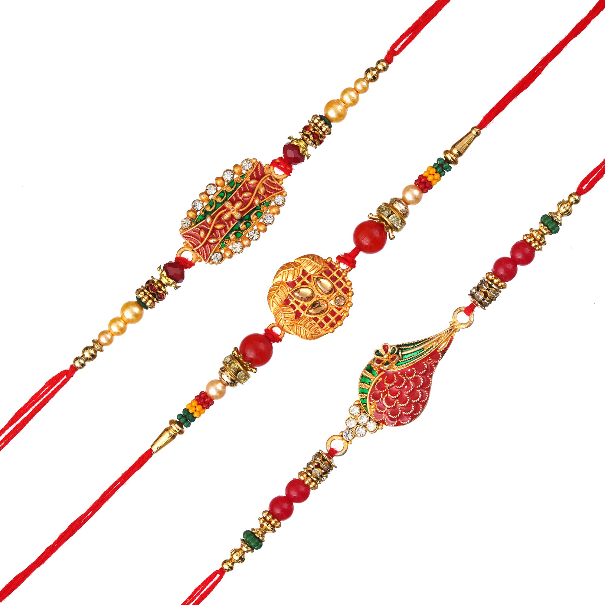 Webelkart New Combo Of 3 Rakhi For Brother, Bhaiya, kids and Bhabhi with Beautiful Rakshabandhan Greetings Card/Bhabhi Lumba Rakhi/Krishna Rakhi/Rakhi Gifts/Peacock Rakhi For Kids,Sisters