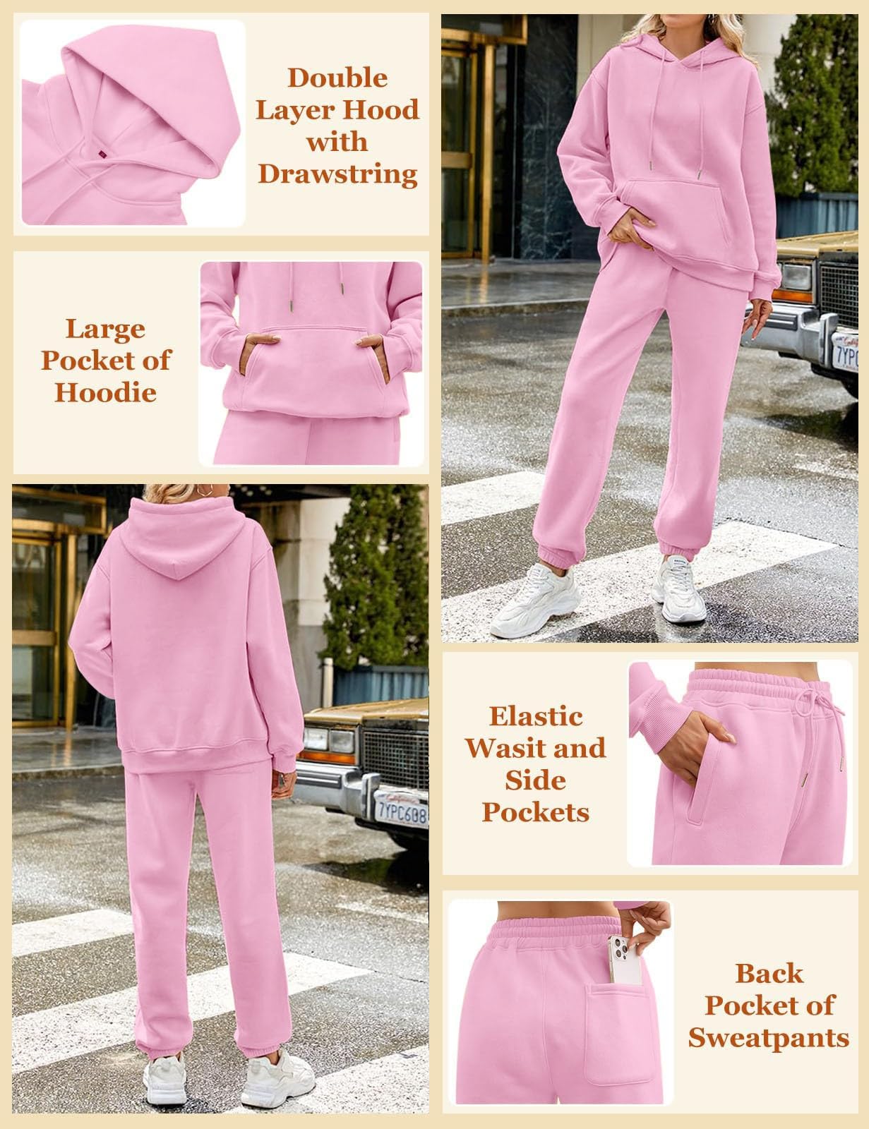 Chándal para mujer con forro polar para invierno, conjunto de chándal S-3XL