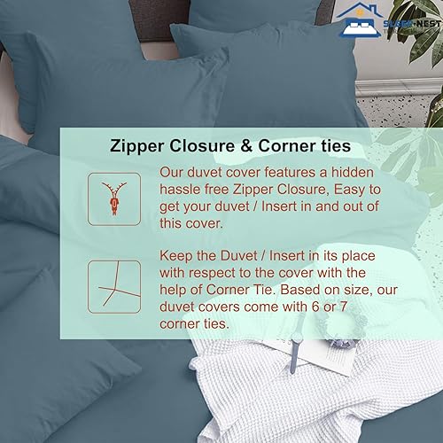 Miniatura 4 de SLEEP-NEST Juego de funda de edredón extragrande de 120 x 120 pulgadas, 3 piezas, 100% algodón egipcio de fibra larga, con cierre de cremallera, 600