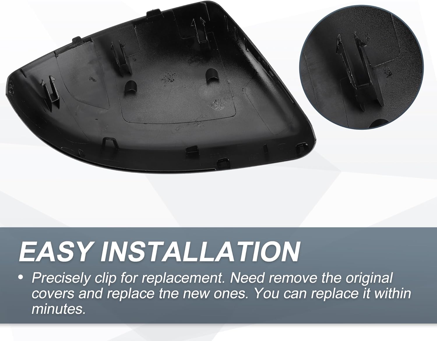 X AUTOHAUX Car Rear View Driver Passenger Side Mirror Cover Cap Replacement Gloss Black for Jaguar E-Pace F-Pace for Land Rover Discovery Sport Evoque 2015-2019