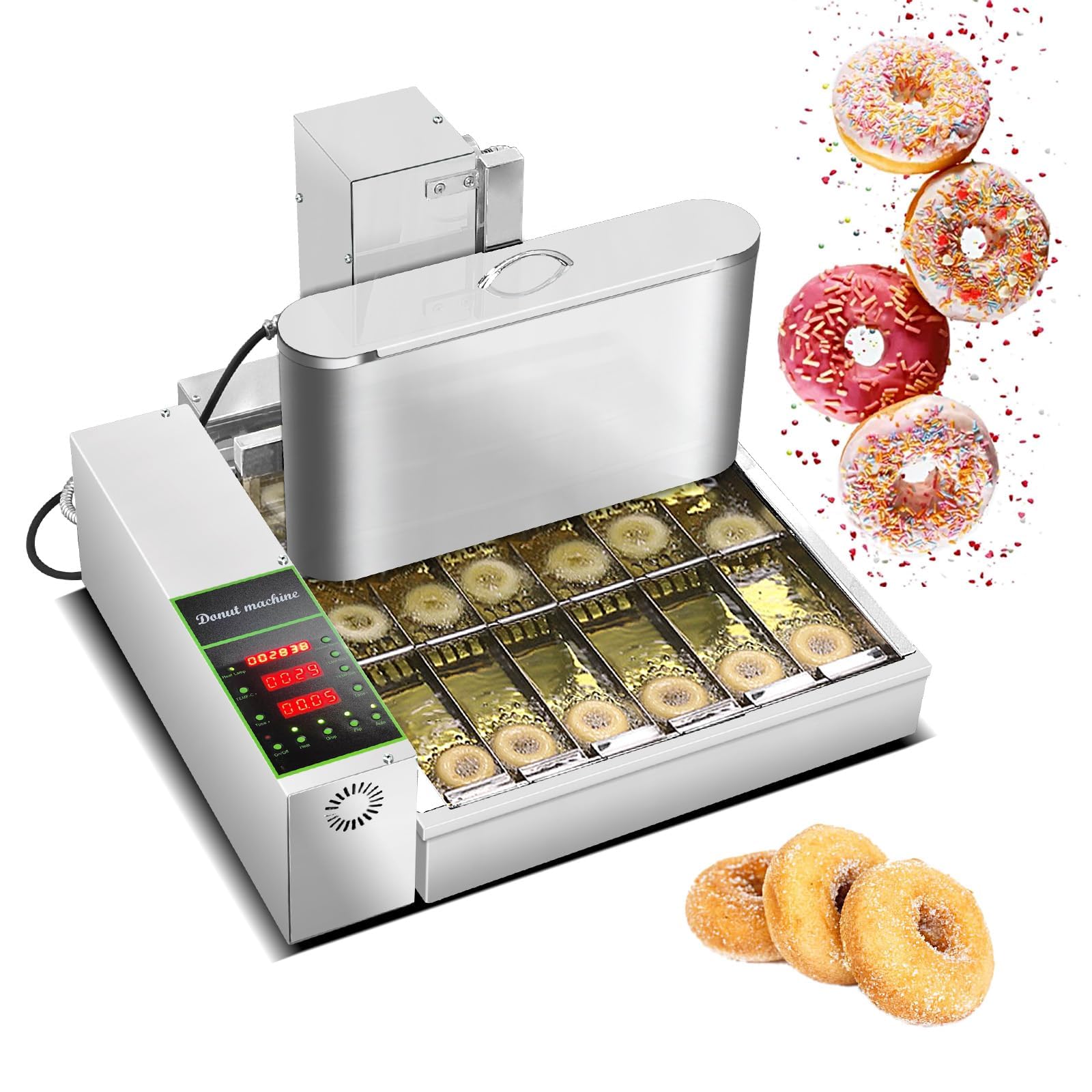 Máquina para hacer donas, mini freidora comercial, produce hasta 2600 donas por hora, equipo esencial para vendedores de alimentos