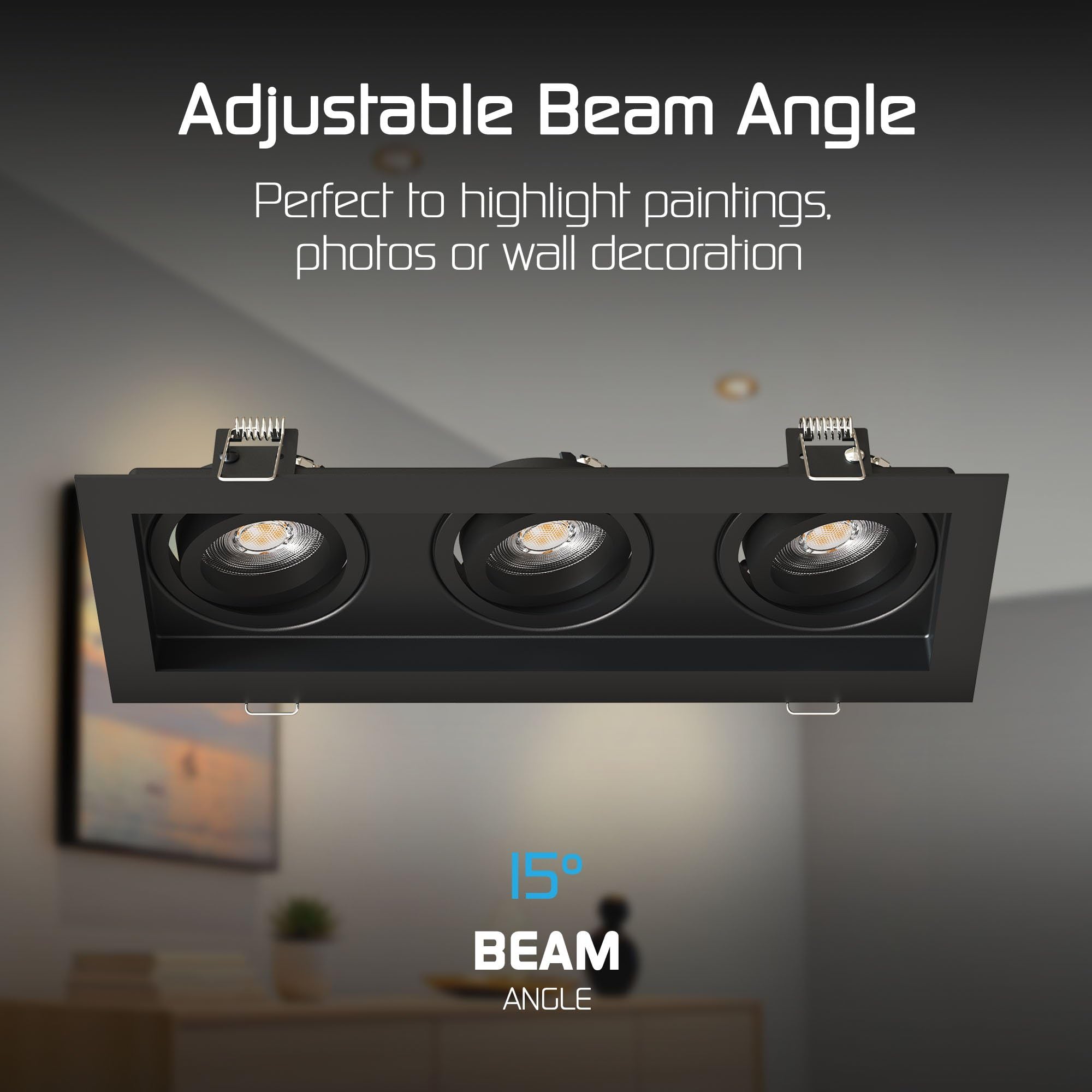Ledvion 6er Set LED Einbaustrahler Schwarz 4.9W RGB CCT dimmbar | Einbaumass 270x100mm; Fuer trockene Innenraeume wie Wohnzimmer Kueche und Flur