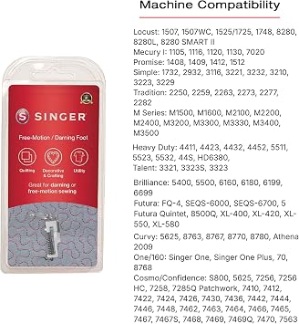 SINGER Darning & Free Motion Embroidery Foot | Sewing Machine Presser Foot for Quilting, Monogramming & Thread Painting | Fits Low-Shank Machines | Repair & Decorative Sewing
