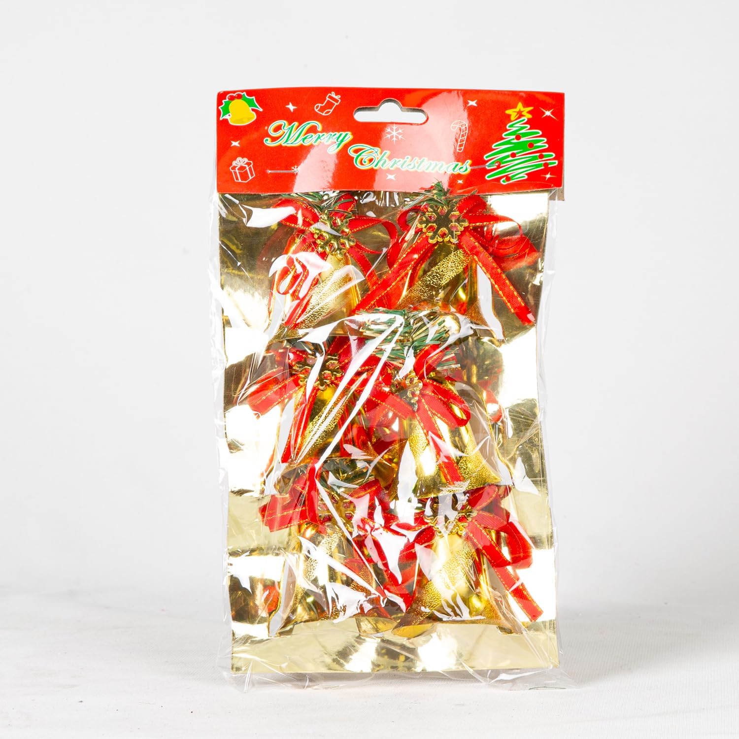 Herdekora Yılbaşı Süsü Kurdeleli Çan 6'lı Paket Dore 5x6 Cm.