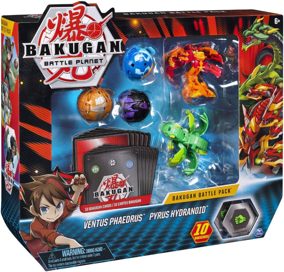 Bakugan, Battle Pack 5 Pack, Ventus Phaedrus & Pyrus Hydranoid, Collectible Cards & Transforming Creatures, for Ages 6 & Up