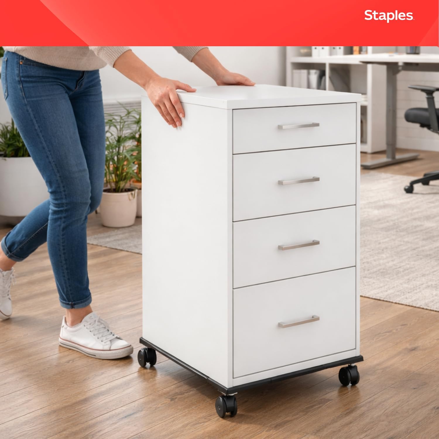 Staples Adjustable File Caddy Letter/Legal Files, Black, Heavy Duty, Fits Filing Cabinets with Wheels