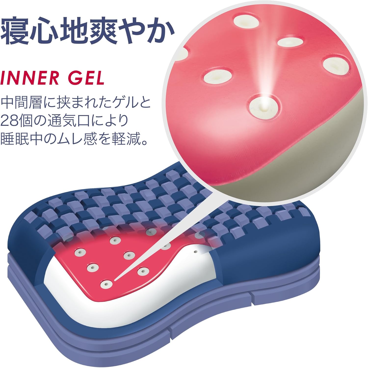 nishikawa 【 西川 】 [エアー4D] ピロー 眠りのフォームにこだわった4D感覚特殊立体構造 通気性を向上 快適な睡眠環境をキープ 高さ調整可能 コンディショニングピロー 枕 日本製 高め ダークブルー EPV2689500