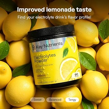 KEY NUTRIENTS Multivitamin Electrolytes Powder No Sugar - Refreshing Lemonade Electrolyte Powder - Sodium & Energy Supplement - Hydration Powder - No Calories - 90 Servings - Made in USA