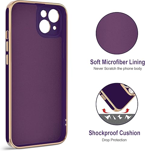 Miniatura 3 de Hython Funda para iPhone 15 Plus con soporte de anillo, soporte de anillo giratorio de 360, soporte magnético, chapado en oro rosa, cubierta suave,