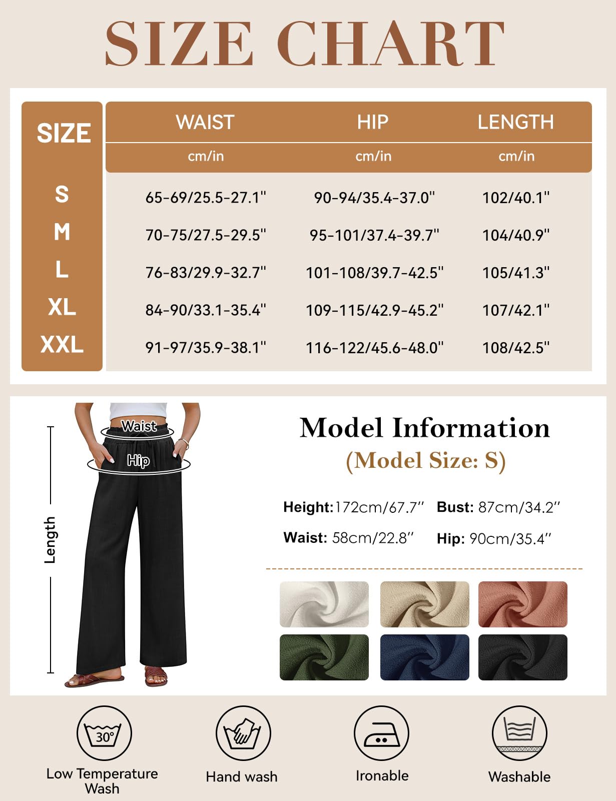 UMIPUBO Pantalon Lin Femme Été Coton Fluide Large Elegant Décontracté Pantalon Taille Haute Élastique avec Cordon Léger Jogging Pants de Plage avec Poches