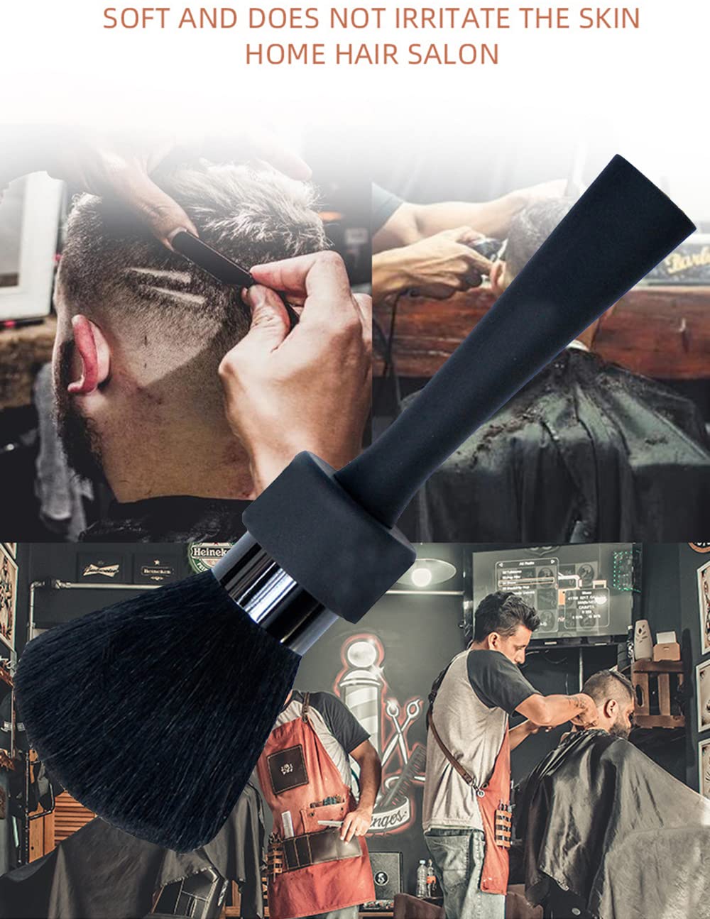 DOKKIA Szczotka fryzjerska do strzyżenia włosów, miotełka do kurzu do szyi, studio fryzjerskie, czyszczenie fryzjerskie, styliści golenia, szczotka Sweep (czarny uchwyt)