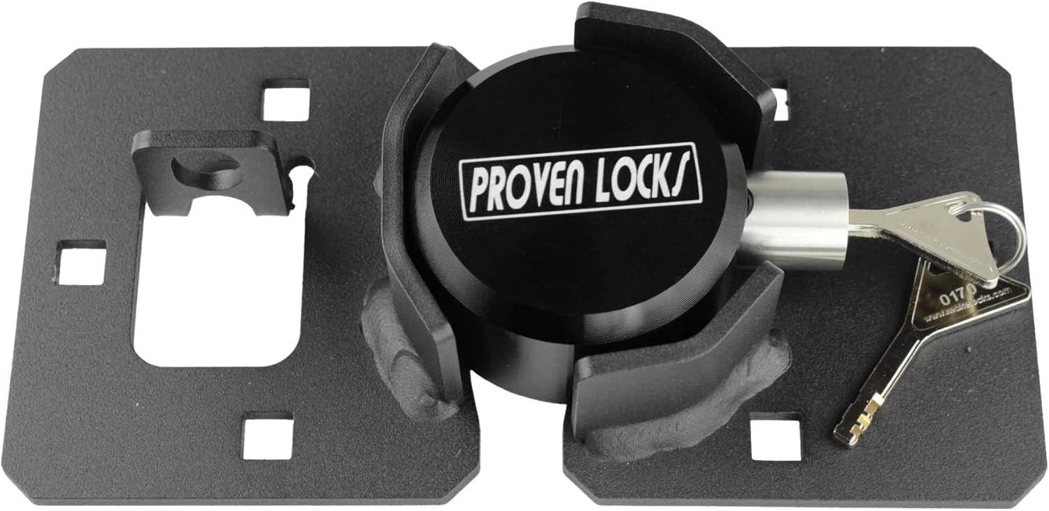 Proven Industries Puck Lock and Hasp Kit, Storage-Door Lock, Made in The USA, (Black)