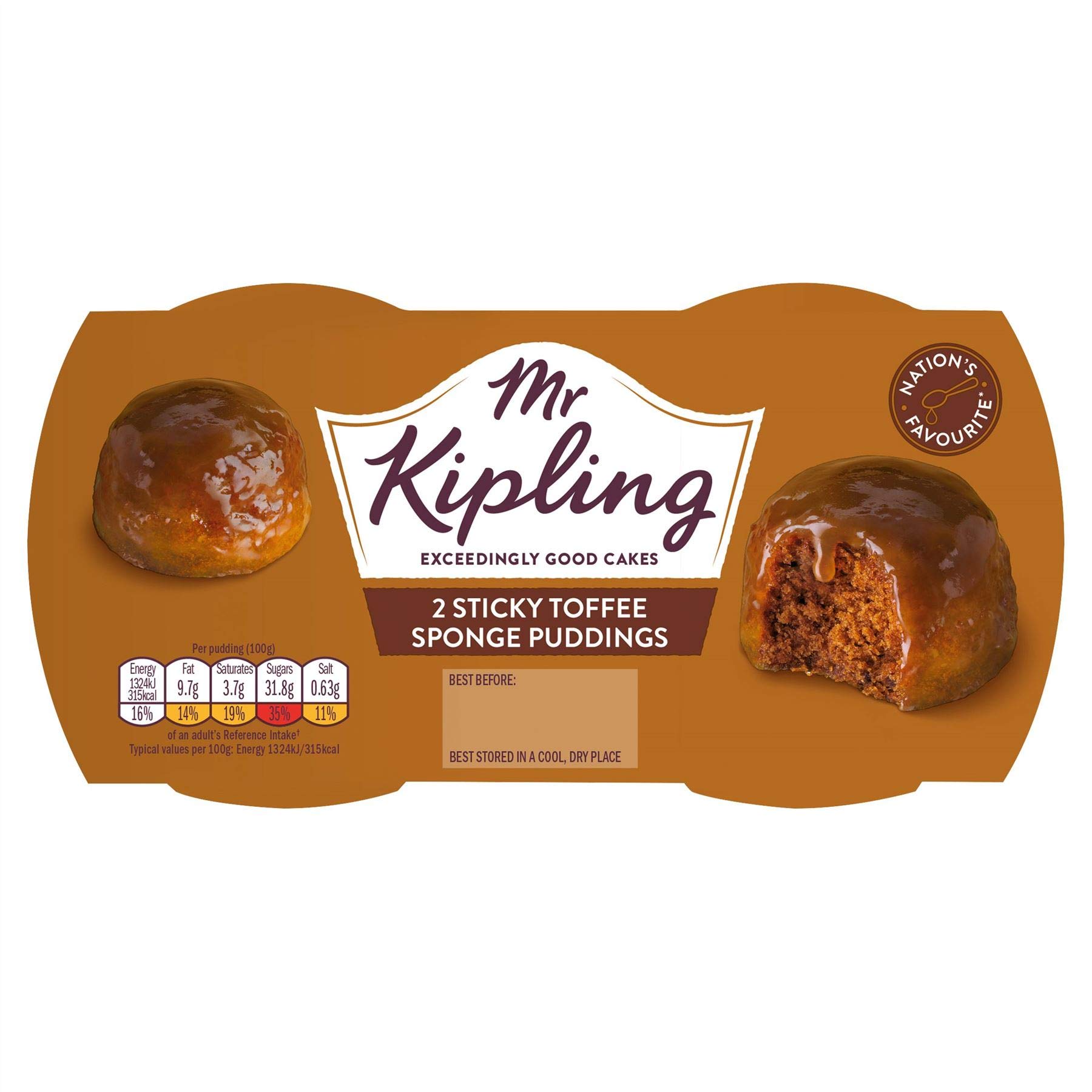 Mr Kipling Sticky Toffee Sponge Puddings - 108g - Pack of 1