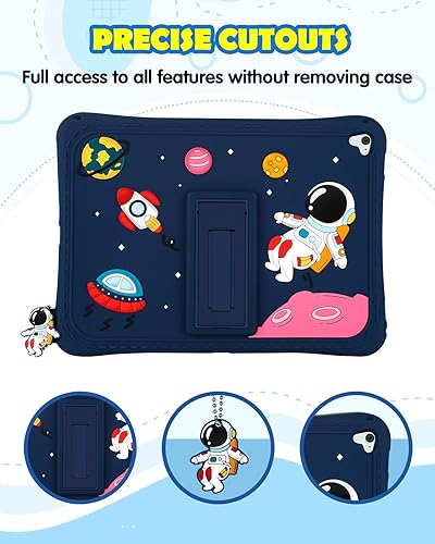 Miniatura 3 de Gurgitat Bonita funda para Apple iPad 6th5thAir 1stAir 2ndPro de 9.7 pulgadas, diseño de dibujos animados para niños, astronautas espaciales, con