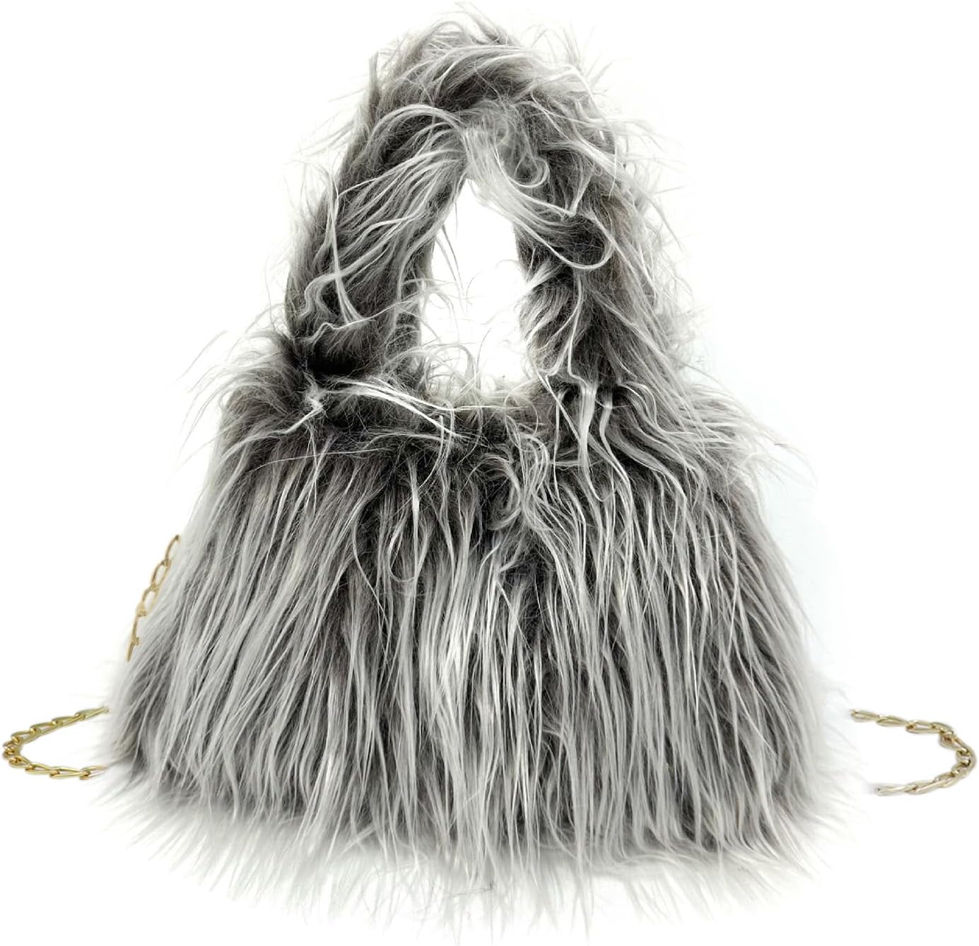 Fluffy Faux Fur Underarm Bag Fuzzy Shoulder Bag for Women Clutch Mini Plush Purse Cow Print Trendy Tote Handbag