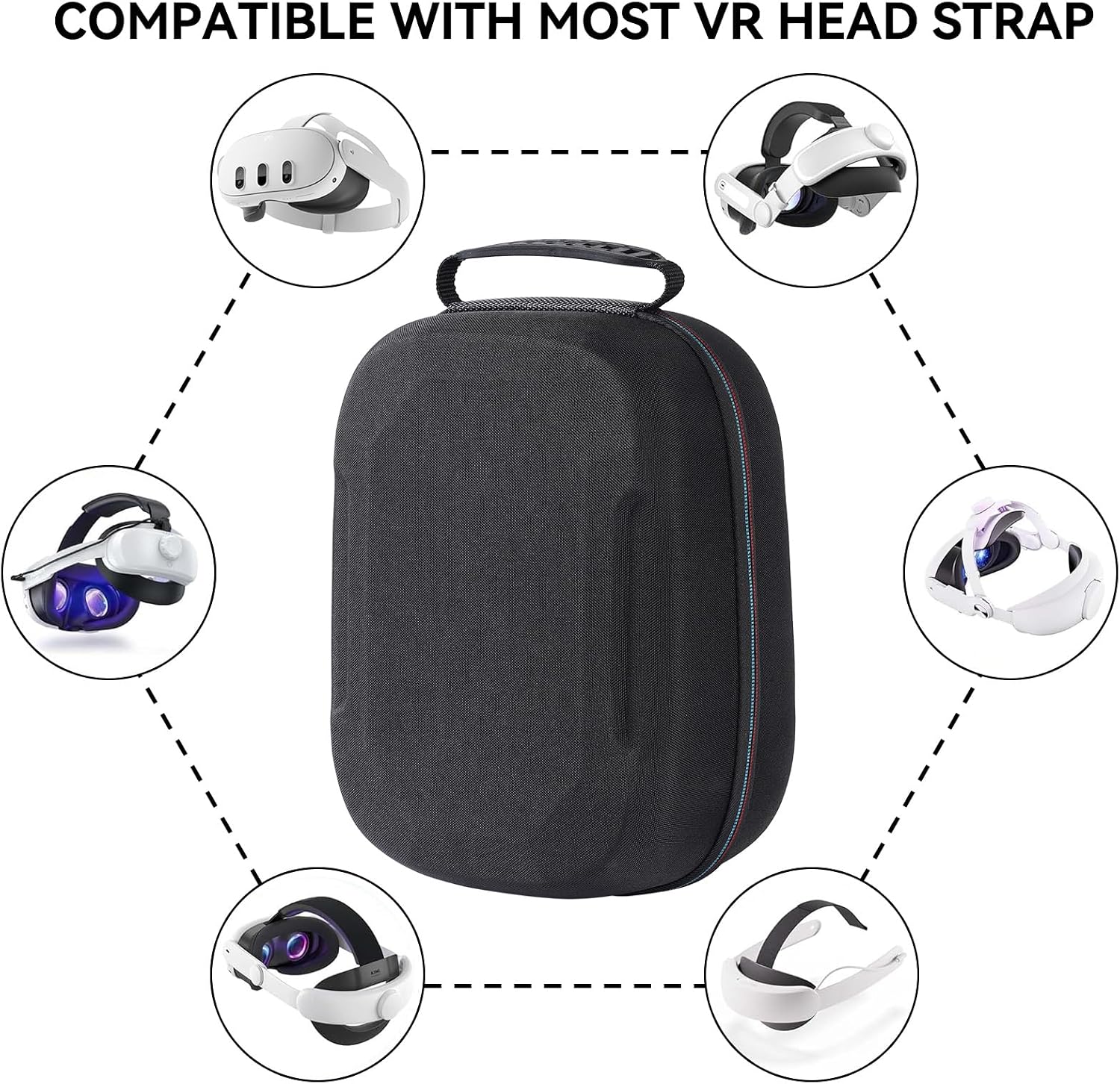 Hard Carrying Case Compatible with Meta Quest 3S/Quest 3/Oculus Quest 2/VP/Pico4,Compatible with VR Headsetible with Battery Elite Strap,Controllers and Other Accessories,Hard Shell Case-Black image 3