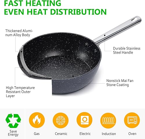 Miniatura 6 de Sartén profunda antiadherente de 3 piezas, 8 pulgadas1.8 cuartos de galón, 9.5 pulgadas2.9 cuartos de galón y sartén de 11 pulgadas4.5 cuartos de