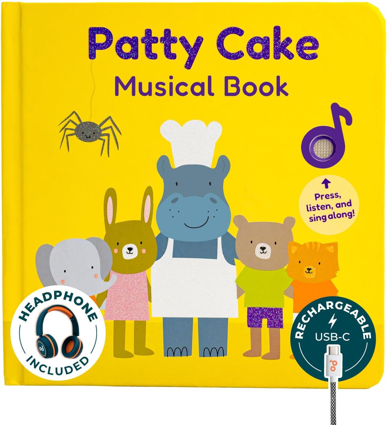 Cali’s Books Patty Cake Nursery Rhymes – Interactive Sound Book for Toddlers 1–3, Kids Headphones Included, Musical Book for 1 Year Olds, Perfect First Birthday Gift, 6 Favorite Songs