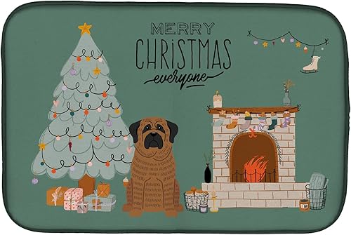 Miniatura 362 de Caroline's Treasures CK7824DDM - Tapete absorbente para secado de platos con diseño de bulldog inglés, rojo y blanco, para encimera de cocina, 14 x