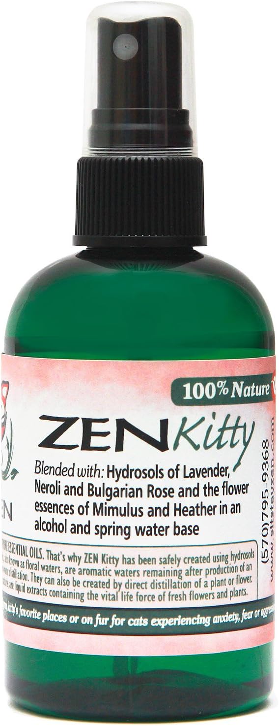 Zen Kitty - an Aromatic Feline Calming Blend of Pure Hydrosols and Flower Essences (4 oz)