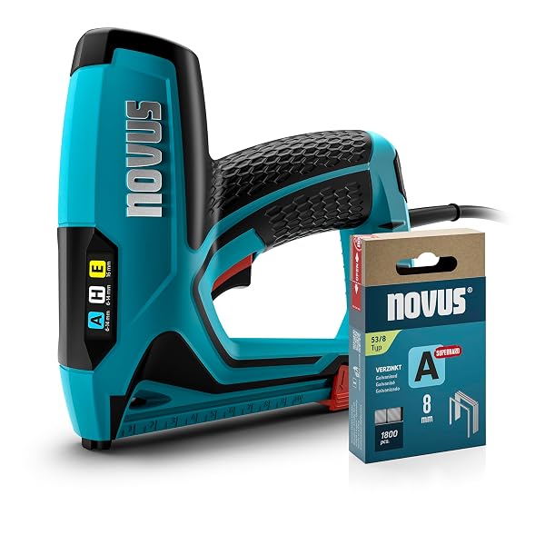 Novus J-150 Elektrotacker Set Profi-Tacker und Nagelpistole mit 1800 Klammern