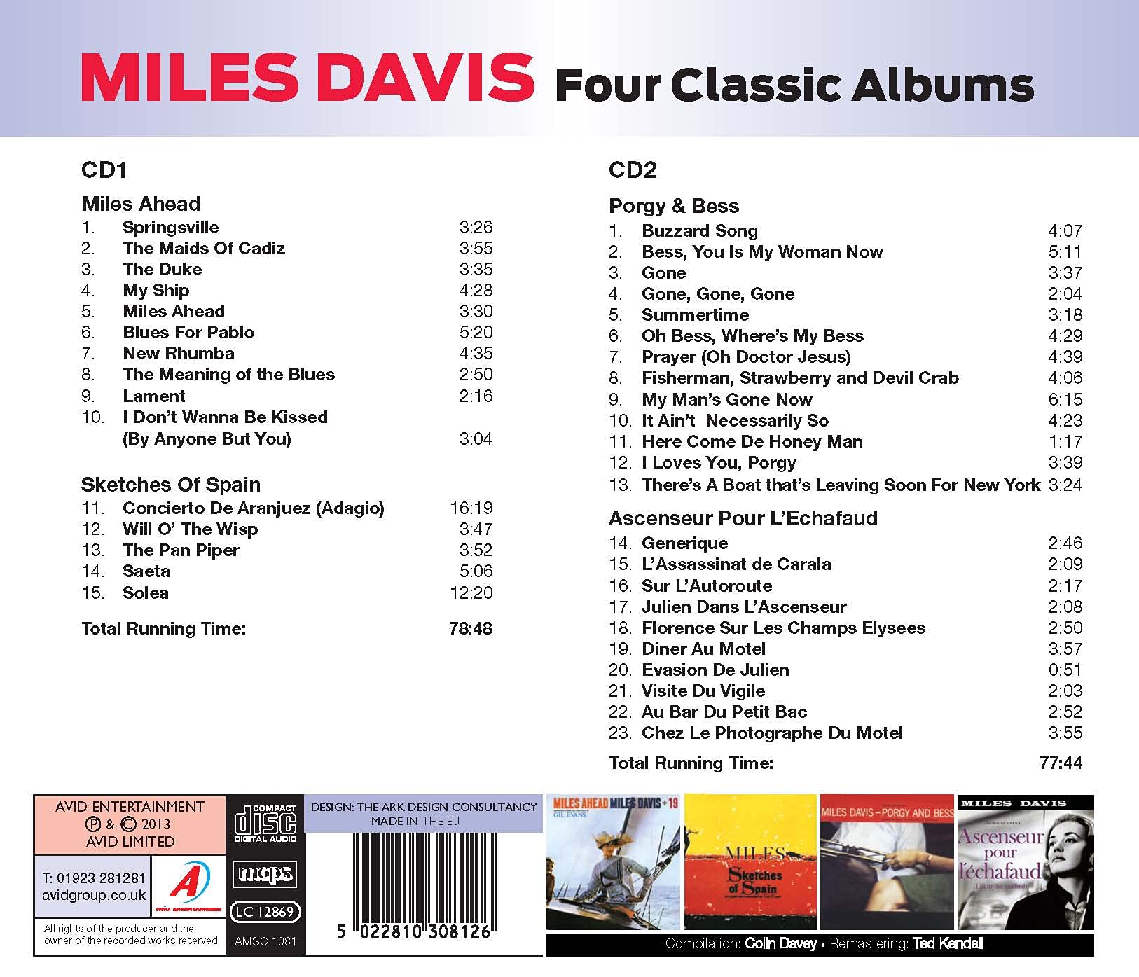 Four Classic Albums Miles Ahead Sketches Of Spain Porgy And Bess Ascenseur Pour L'echafaud