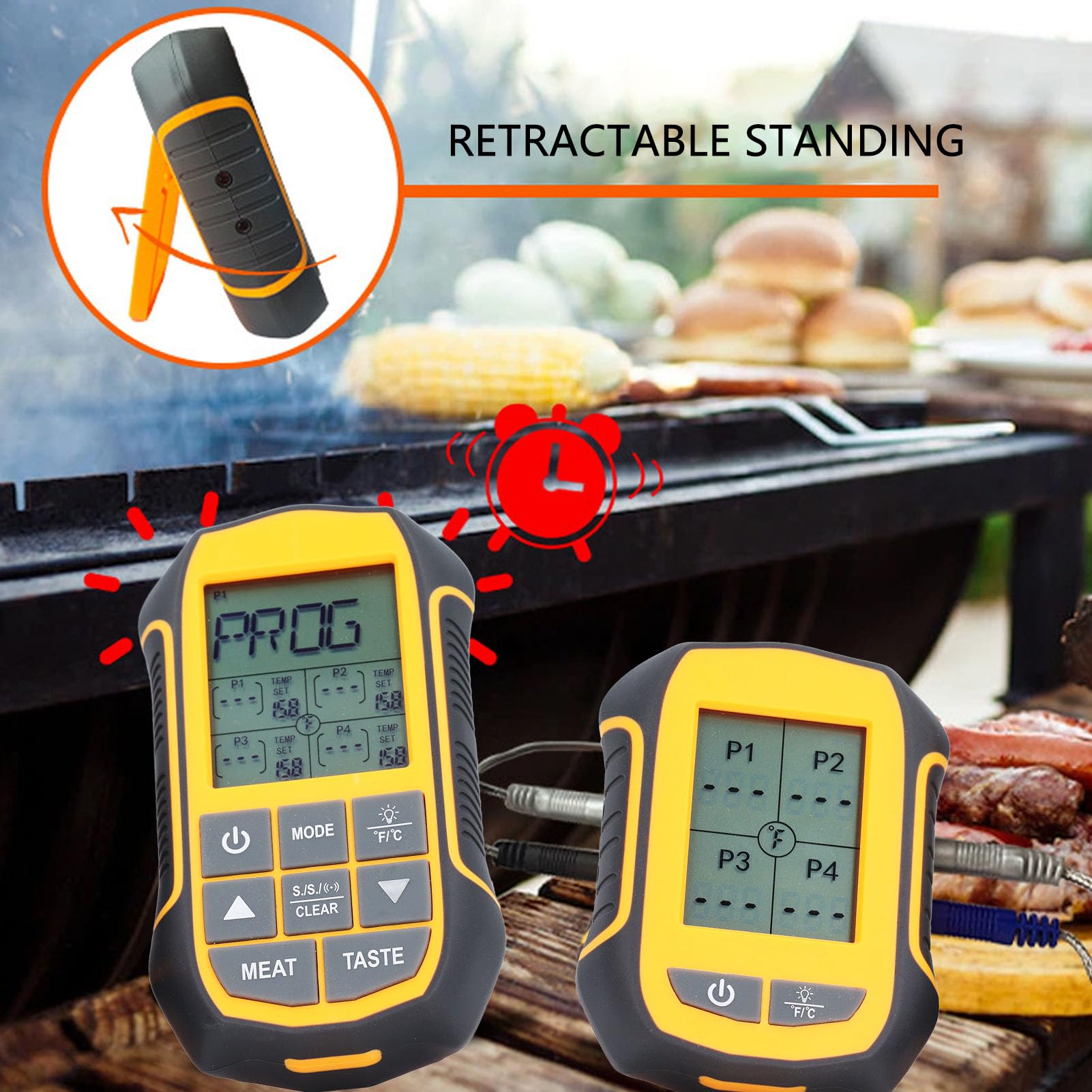 Intelligentes, Kabelloses, Digitales Grill-Thermometer, ABS-Lebensmittel-BBQ-Ofen-Raucher-Thermometer mit 4 Sonden für die Küche zu Hause