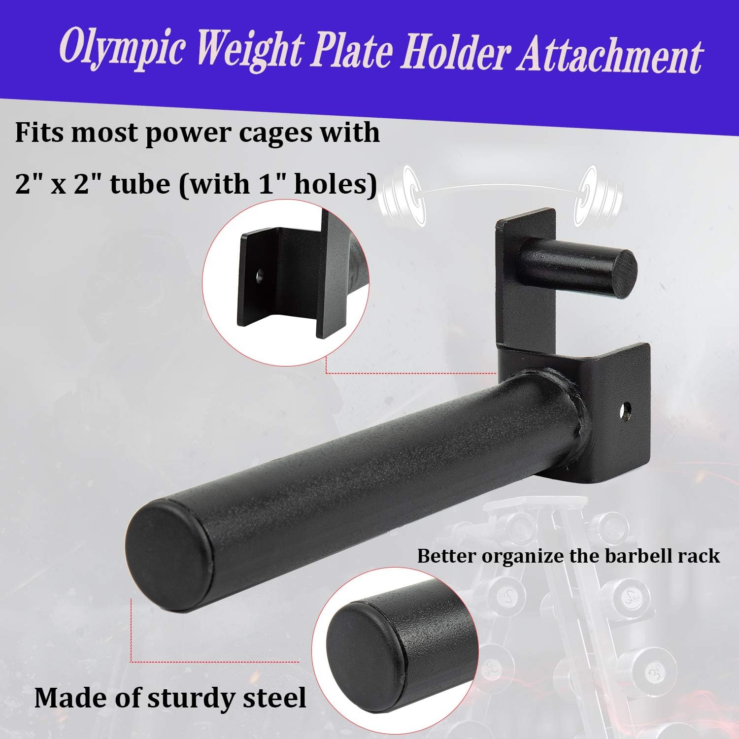 Olympic Weight Plate Holder for 2"x2" Tube Power Cage Weight Plate Storage Rack Attachment, Set of 2 : Sports & Outdoors