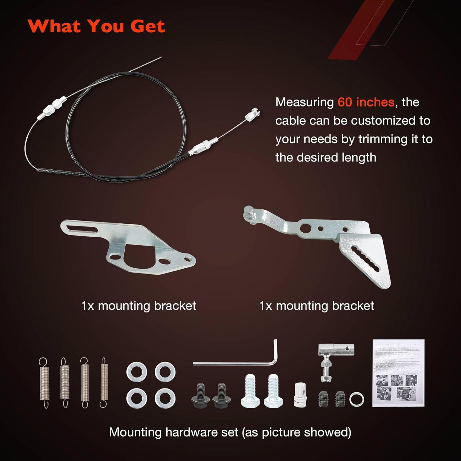 Universal P7100 Throttle Swap Kit with 60" Adjustable Cable & Mounting Brackets & Return Springs,Compatible with Dodge Cummins 5.9L diesel Engine 12V 6BT 4BT