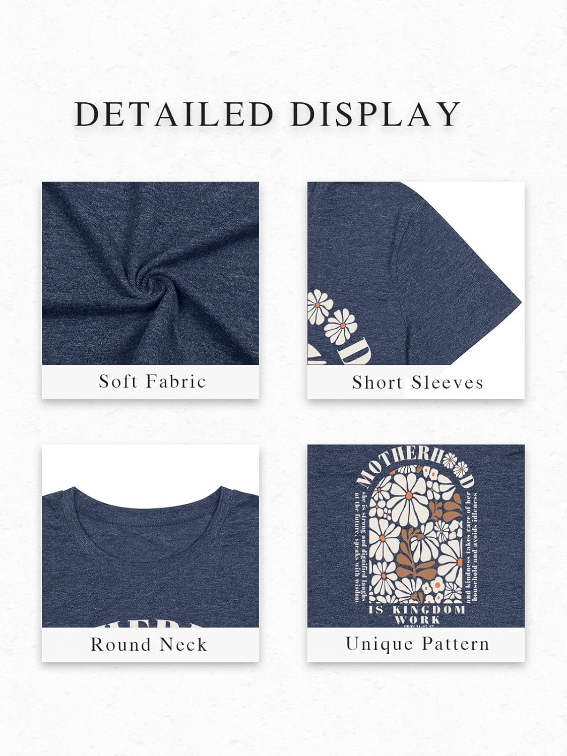 Christian Shirts for Women Kingdom Work Bible Verse T-Shirt Wildflower Print Graphic Tee Tops - Image 4