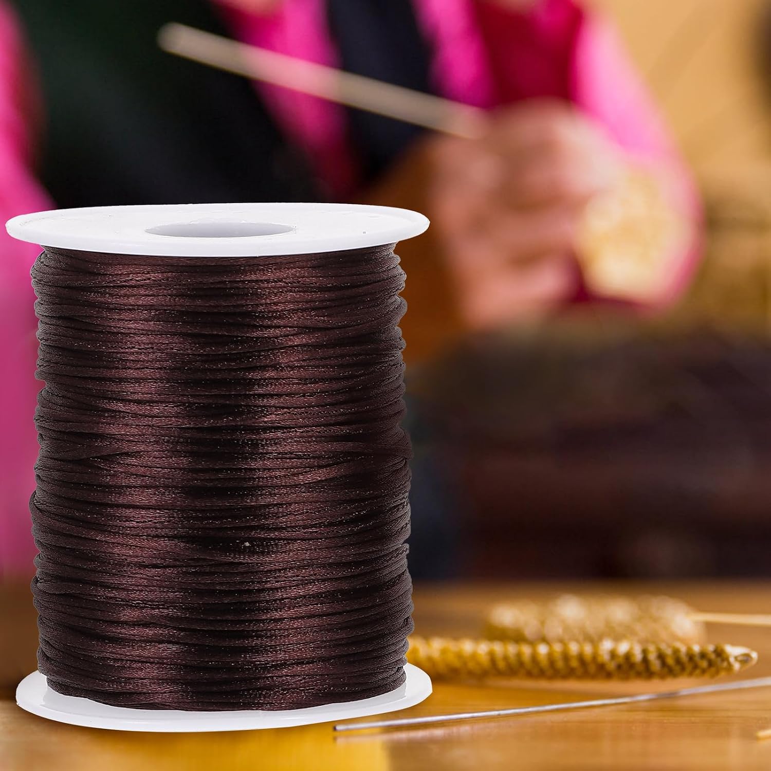 SEWACC 2 Rolls Knitting Thread Each Thick Supple Crochet Yarn for DIY Handcrafts Car Cushions Coasters Bracelets Crafting Supplies
