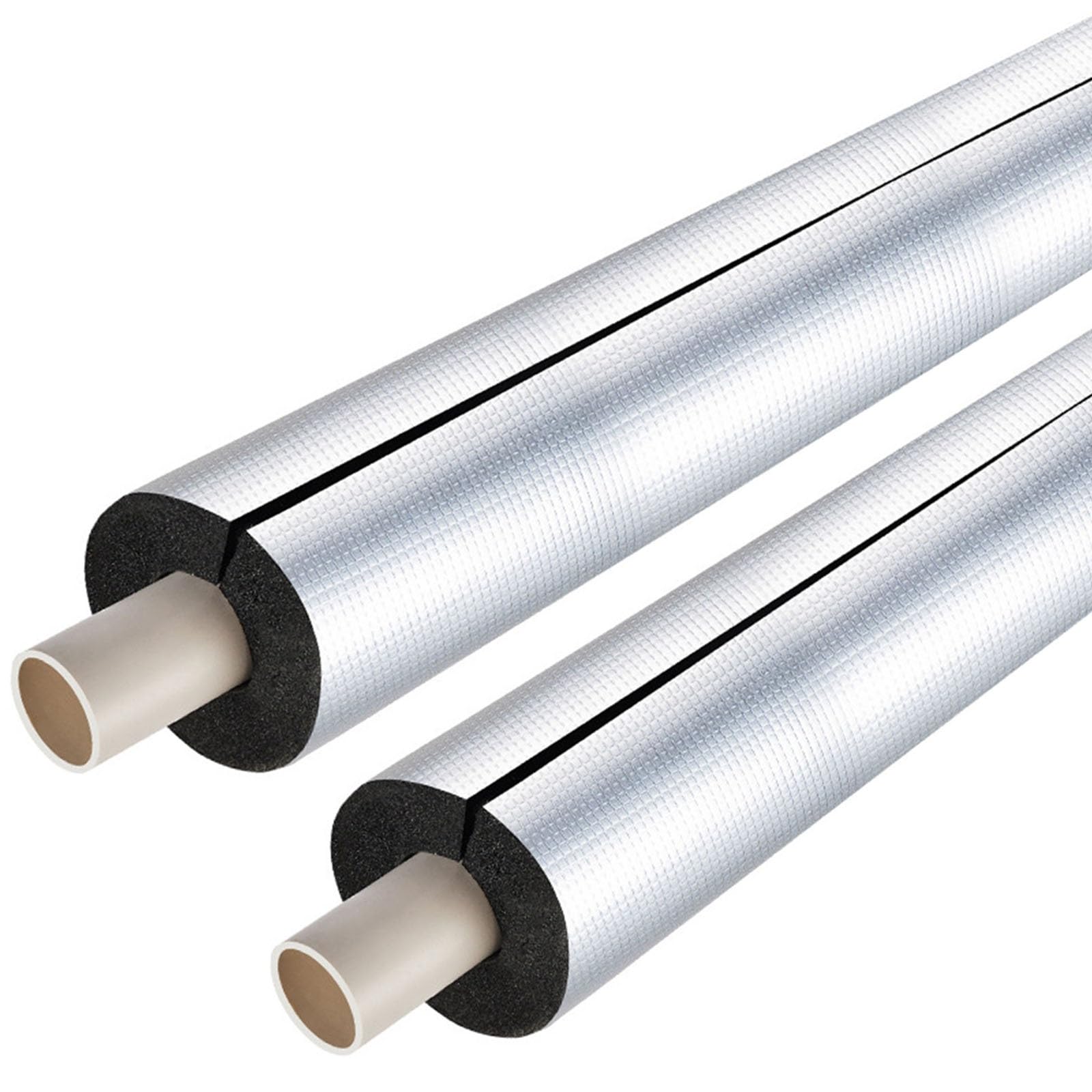 Aislante Tubo Aire Acondicionado de Aluminio, Tubo Espuma Aislante Agua Precortadas para Exteriores Protector de Sistemas de Calefacción y Aire Acondicionado Central(2.7*1.0*90cm/1.1*0.4*35.4in)