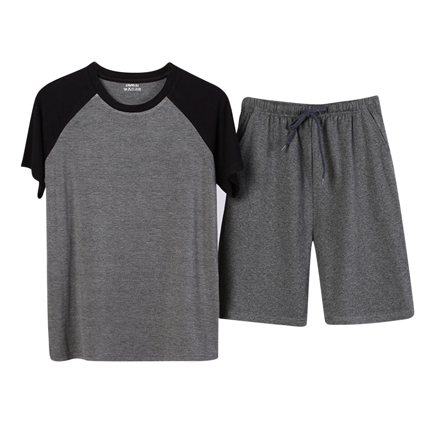 Men's Nightwear Pyjamas Set Sleepwear Ultra Soft Modal Pyjama Top & Bottom Lightweight Loungewear Pjs Set(Grey,XL)