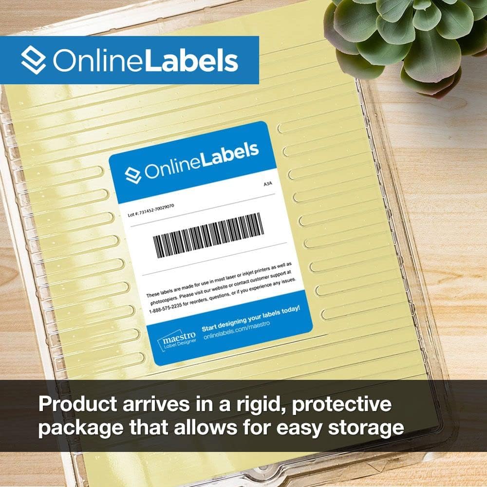 Pastel Yellow Sticker Paper, 100 Sheets, 8.5 x 11 Full Sheet Label, Inkjet or Laser Printer, Online Labels