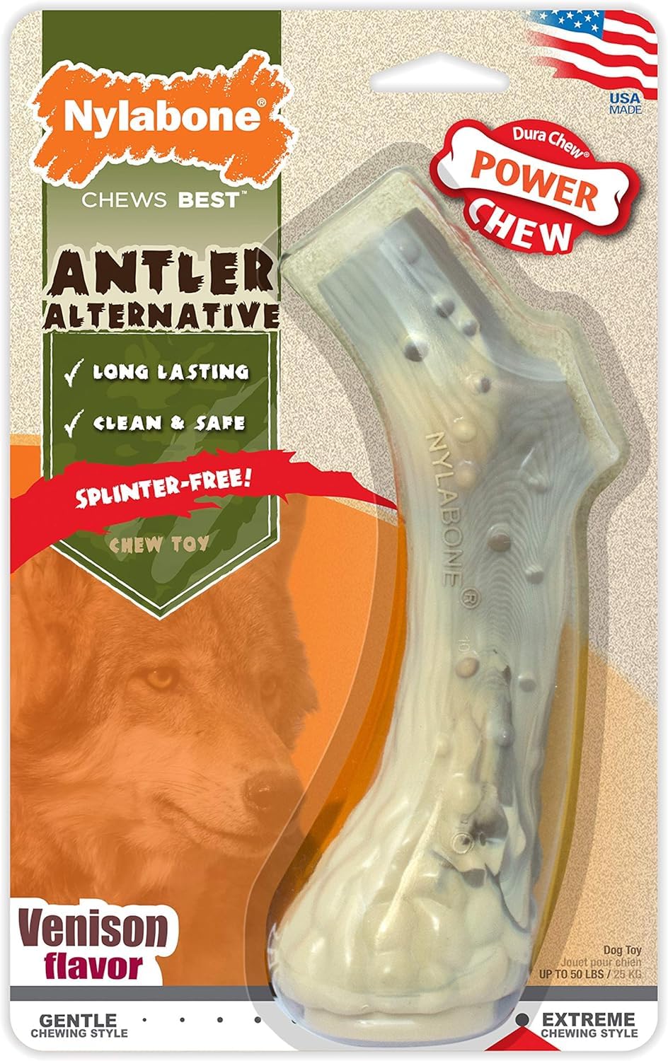 Nylabone Dura Chew Nylon Antler Dog Chew Toy Large 4 Pack