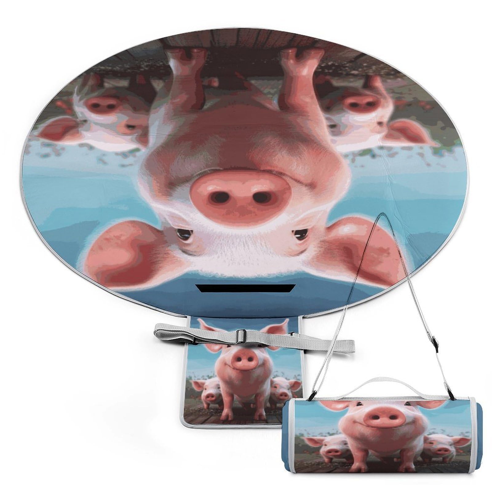 Smiling - 4 mantas de picnic redondas, plegables, ligeras, para playa, impermeables, para exteriores, para primavera, verano, camping, parque, viajes, hierba