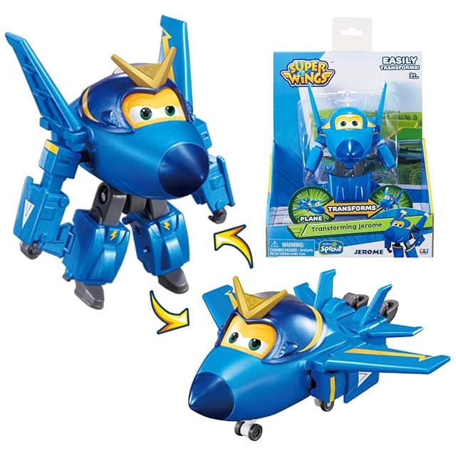 Super Wings Jerome Avión Juguete Transformable y Figura Robot, Robot Transformable de Dibujos Animados…
