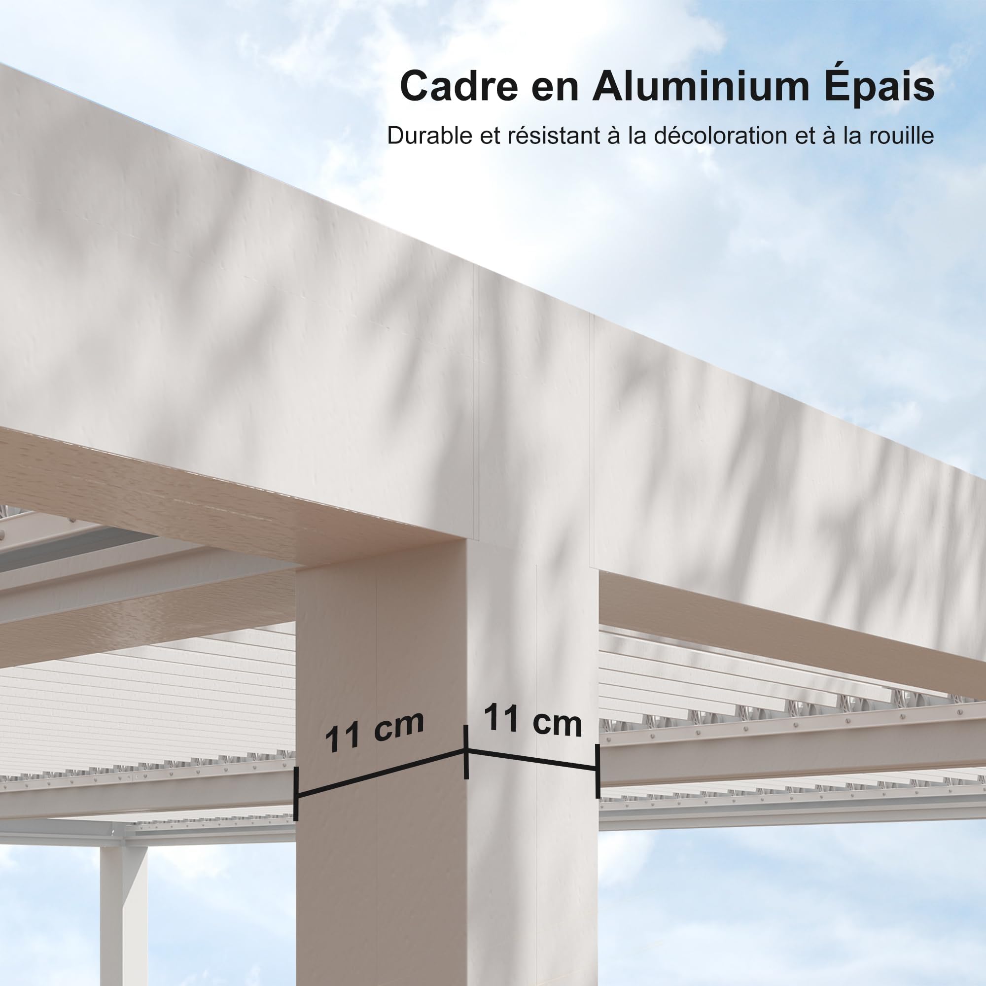 PURPLE LEAF Pergola Bioclimatique 4,8 x 3,68 m avec Éclairage Extérieur Intégré, Pergola Jardin Exterieur Lames Orientables Superficie 17,66 m² Tonnelle Aluminium pour Terrasse et Patio, Blanc