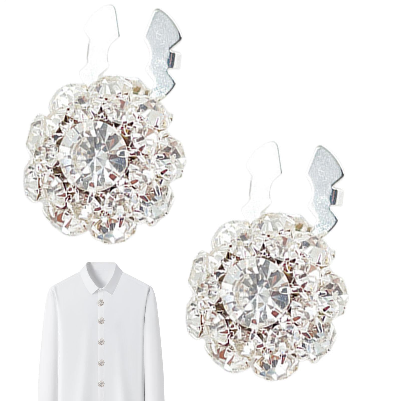 Cache Bouton Chemise Femme, 4PCS Couvre Bouton Chemise En Strass, Boutons De Chemise Détachables, Boutons Bijoux, Boutons Fantaisie En Pour La Décoration Des Vêtements