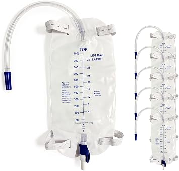 Carbou 6 Pcs Catheter Leg Bags, 1000ml Urinary Foley Drainage Bag for Men
