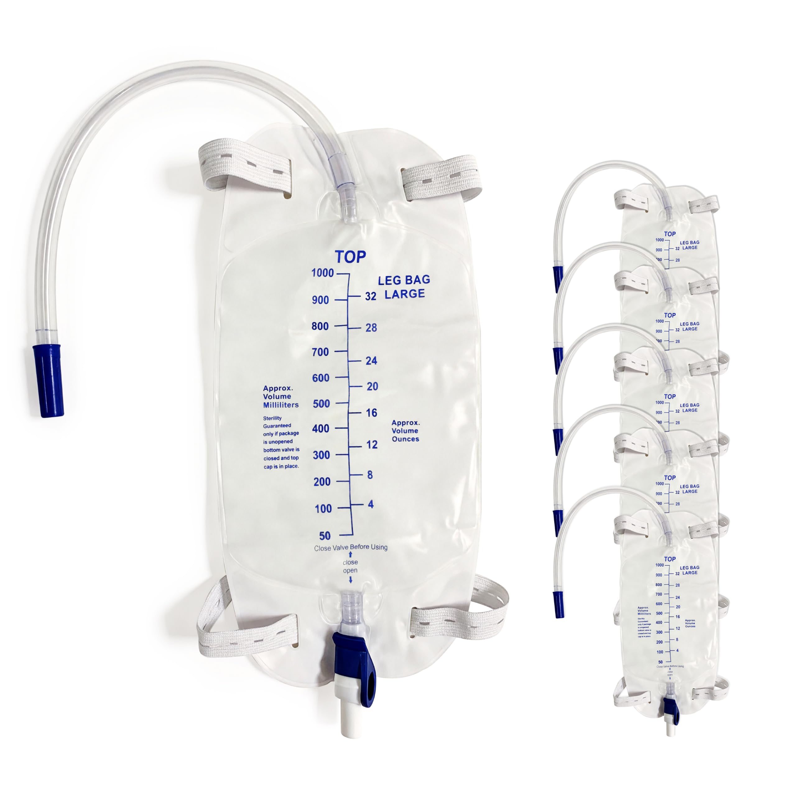 Carbou 6 Pcs Catheter Leg Bags, 1000ml Urinary Foley Drainage Bag for Men