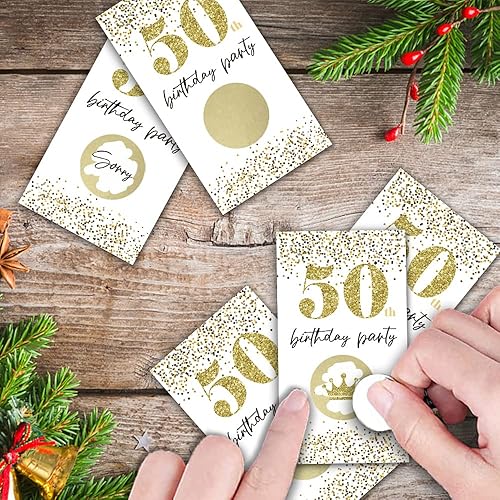 Miniatura 6 de REWIDPARTY Tarjetas de juego para raspar para fiesta de cumpleaños número 50 (32 piezas) para fiesta de cumpleaños número 50, tarjetas rascadoras