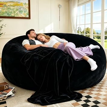 Big Bean Bag Chairs for Adults Memory Foam Chair Living Room Furniture Black, 6FT
