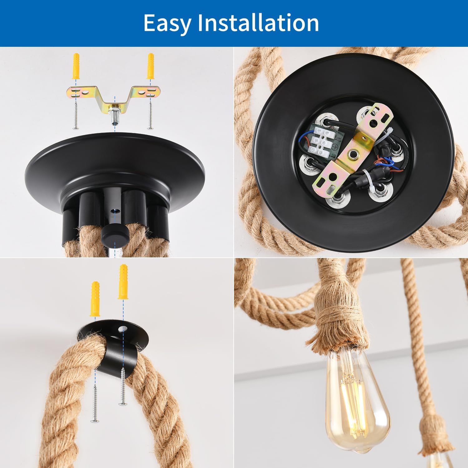 DIY csillár kötél dekoráció