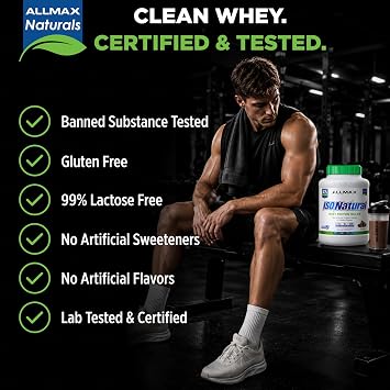 ALLMAX ISONATURAL Whey Protein Isolate Powder, 27g Protein Per Scoop, Sugar Free, Zero Fat, 99% Lactose Free, Gluten Free, No Artificial Flavors, Chocolate 73 Servings, 5 lb
