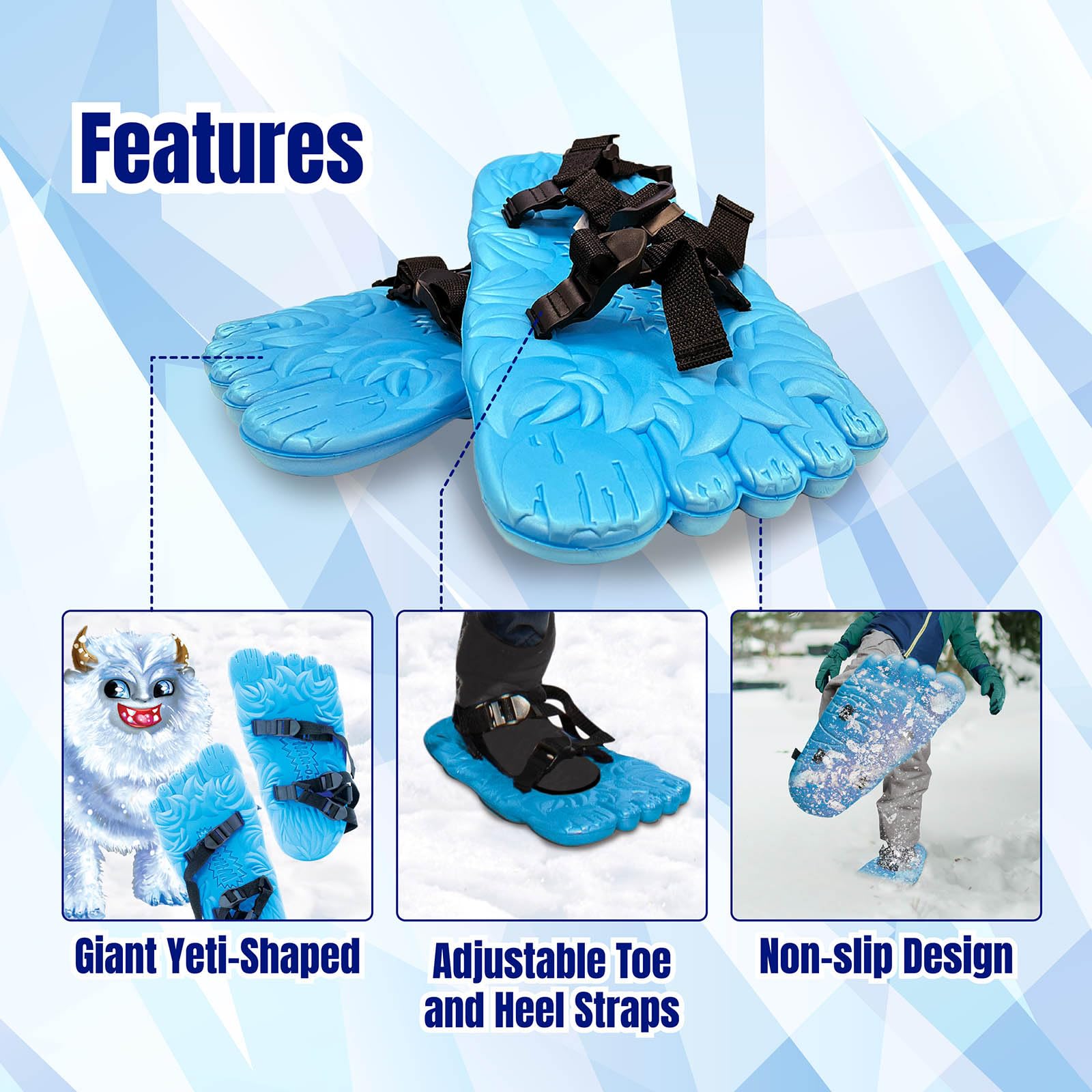Wham-O Snowshoes, Giant Yeti Shaped Snow Shoes, Adjustable Animal
