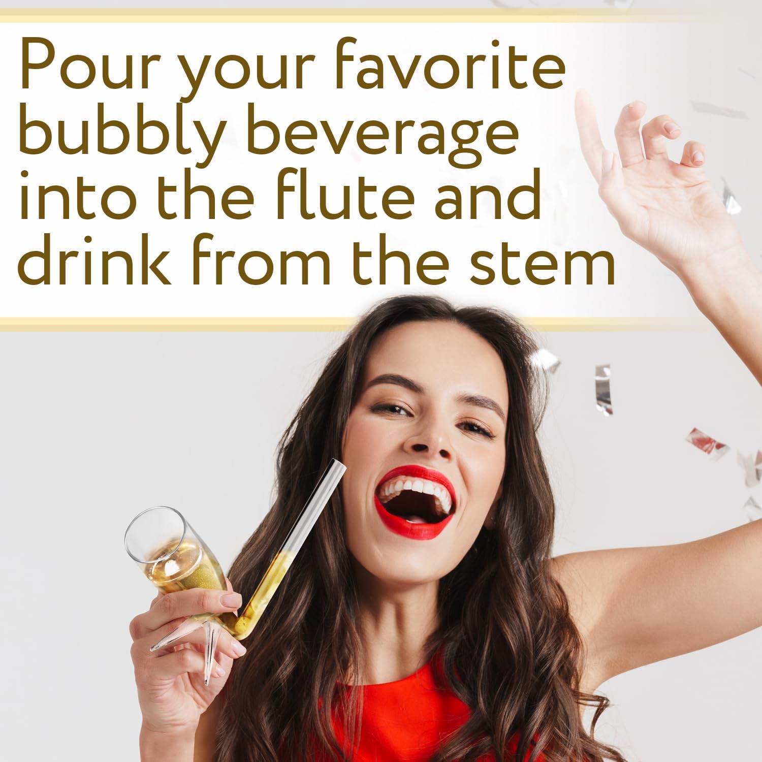 IMPRESA Mini Champagne Shooter Glasses - Reusable Plastic Champagne Shooter Set & Built-In Stands for Party Favor Pack, Bachelorette & Bridal Shower - 6 Count, Clear, Modern