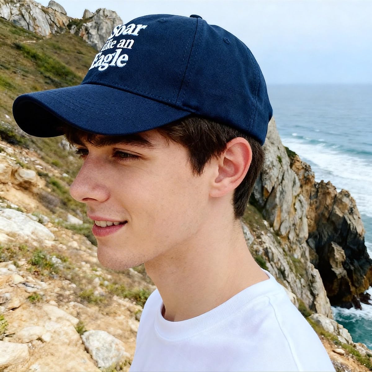 Soar Like an Eagle Embroidered Baseball Cap for Men Women, Adjustable Unisex Dad Hat, Motivational Casual Sportswear Hat