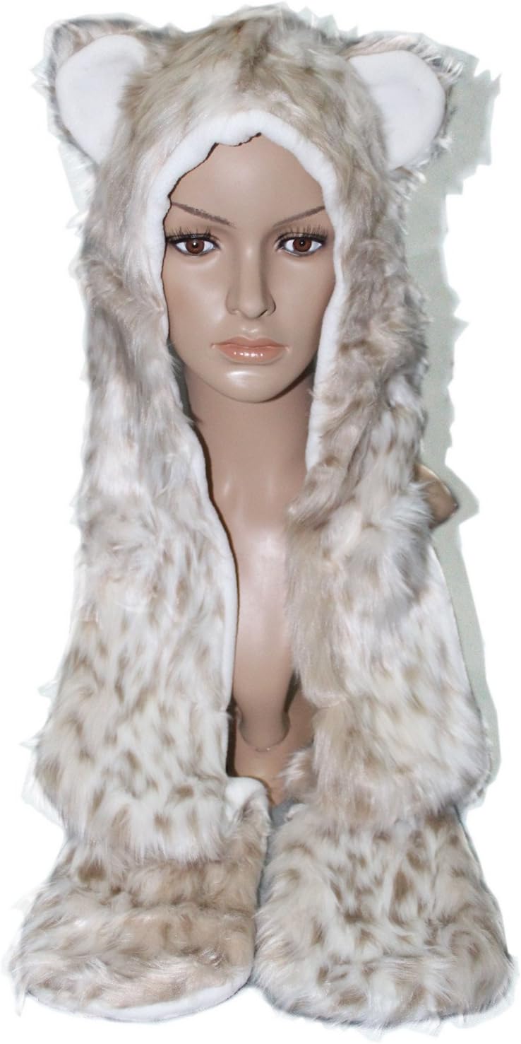 LOVER BABY® Warm in The Winter Unisex Snow Leopard Full Hood